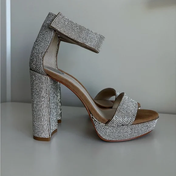 Silver Rhinestone Platform Heels - Picture 2 of 11